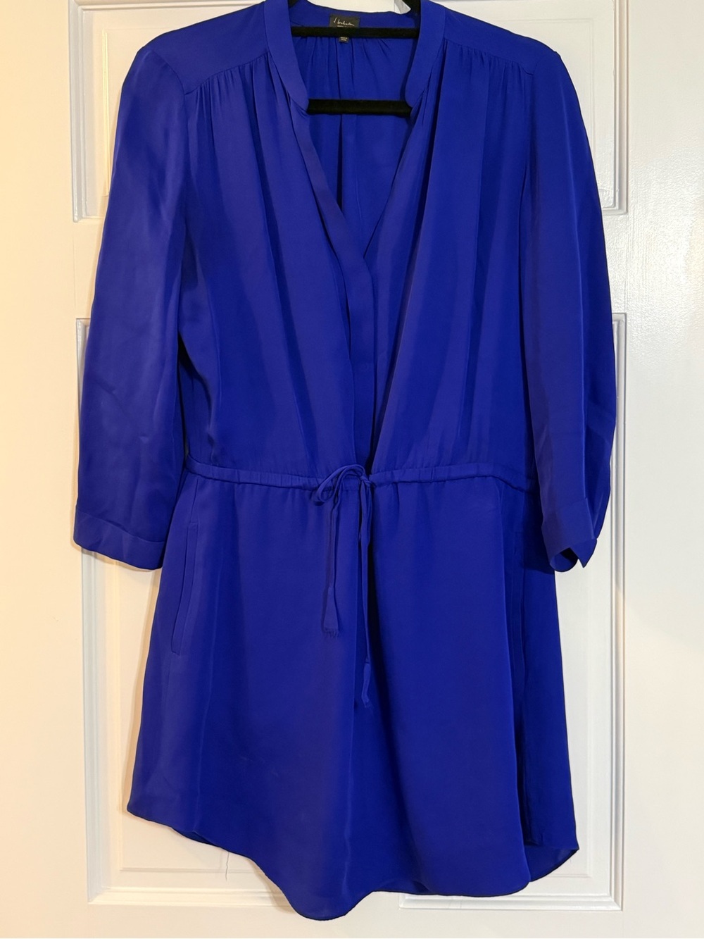 Women’s 100% silk Aritzia Royal Blue Drawstring Waist Dress